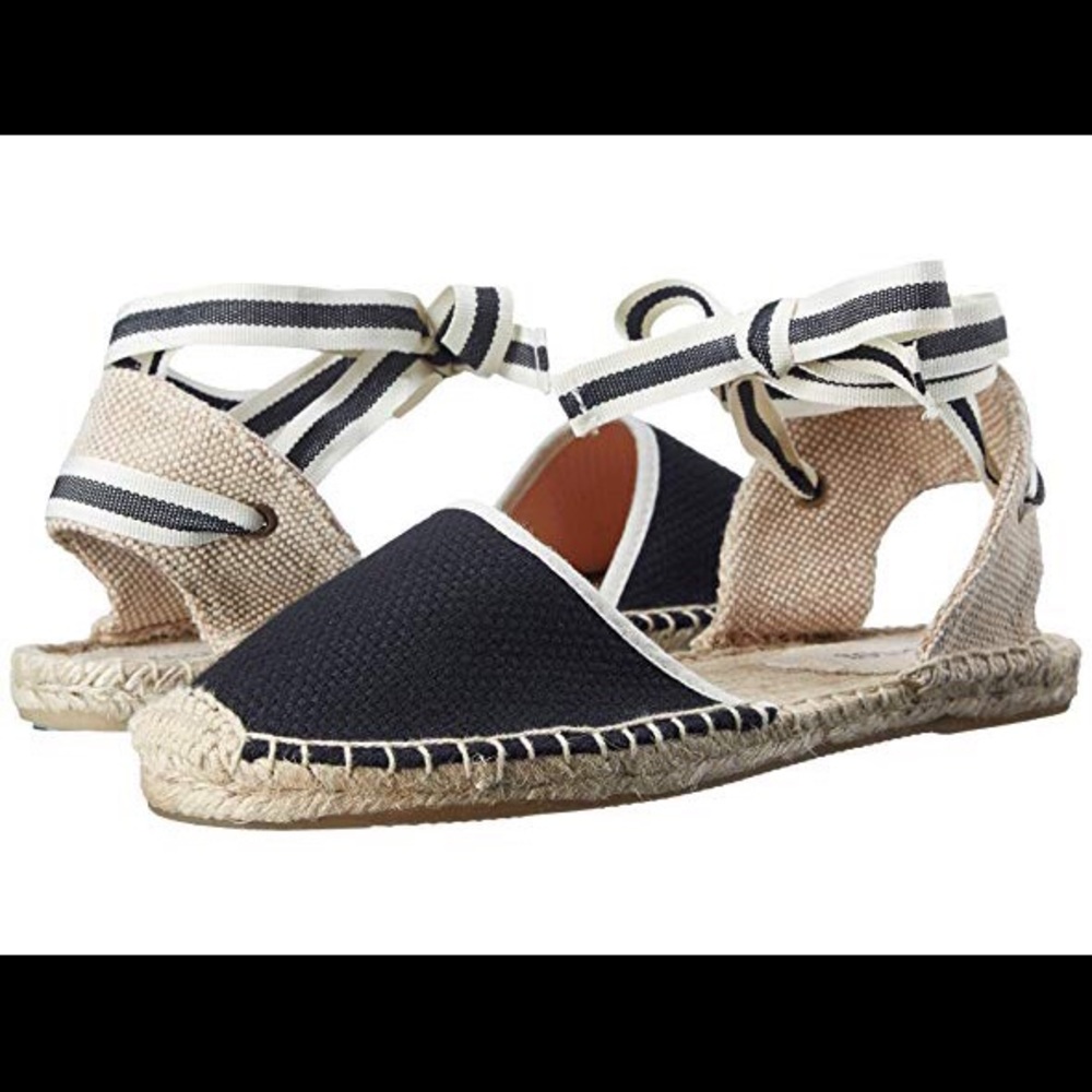 SOLUDOS Striped Espadrille Lace Up Sandals US6